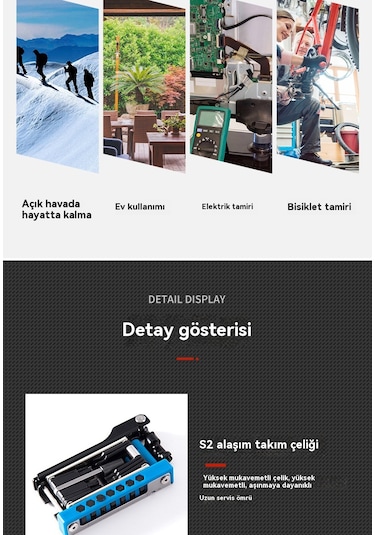 Yeni Yükseltme 38 Bir Arada Çıkarılabilir Çok Fonksiyonlu Bisiklet Aracı Kombinasyonu