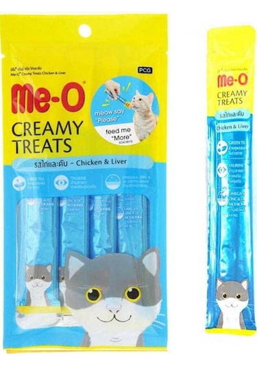 Me-O Creamy Treats Yengeçli Kedi Ödülü 3'lü 4 x 15 G + Tavuklu ve Ciğerli 3'lü 4 x 15 G + Ton Balıklı 3'lü 4 x 15 G + Somonlu 3'lü 4 x 15 G