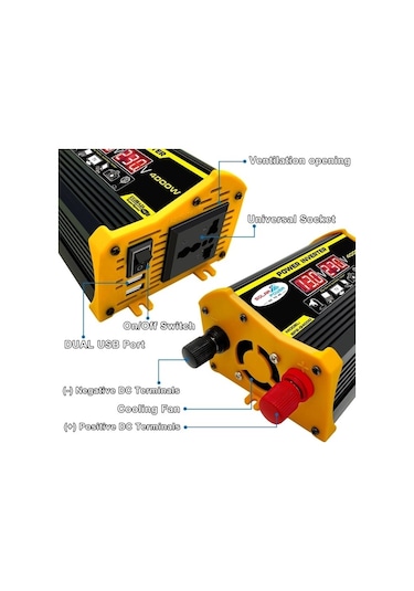 Trendooze Sones Legend Iı Nesil 12v - 220v 4000w Araç Güç Çeviricisi Siyah Siyah Ni