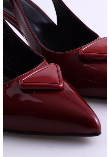 5in1Canpolat Vişne Sivri Burun Topuklu Slingback 24020-vişne Bordo
