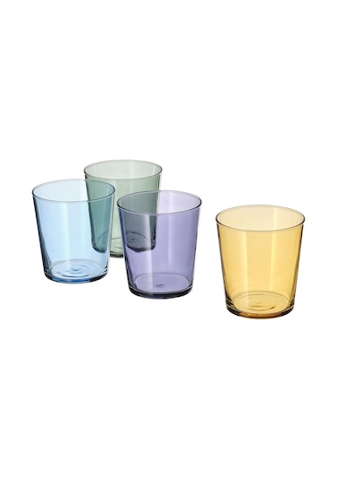 4 Adet Cam Bardak Seti Çok Renkli Meridyendukkan 30 Cl, 4 Adet