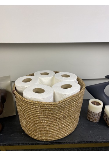 Jüt Tuvalet Kağıdı Düzenleyici, 30 X 20 Jüt Sepet, Çok Amaçlı Organizer Hasır