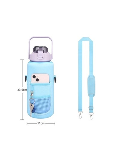 Zcjb 2l Dalış Malzemesi Askılı Su Şişesi Kapağı Kılıfı Siyah Metal Toka Siyah