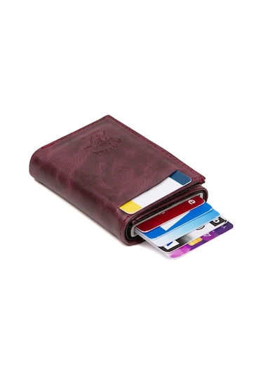 Tuldar Erkek Rfıd Otomatik Çekim Koruyucu Mekanizmalı Kağıt Para Bölmeli Hediyelik Kartlık Cüzdan Tul601 - Mor