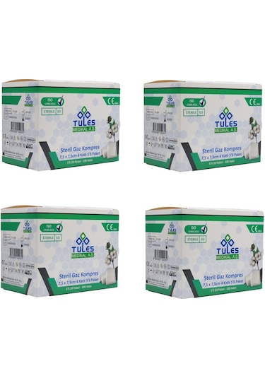Tules Steril 7.5 x 7.5 CM Gaz Kompres Spanç 400 Adet 5'li