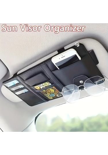 Topnotch Kırmızı Araç Güneşlik Kartlığı, Kimlik Ve Fişler İçin Pratik Çok Bölmeli Dosya Çantası