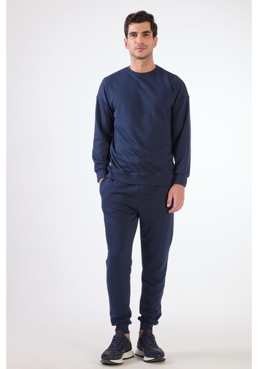 Dufy Lacivert Bisiklet Yaka Regular Fit Erkek Sweatshirt Lacivert
