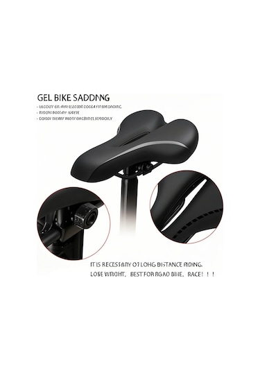 Hombey Siyah Jöle + Poliüretan Bisiklet Oturagi, Orta Boşluklu, Kalın Yumuşak, Konforlu, Dağ Bisikleti Ve Genel Kullanım Aksesuarı 270x160mm Siyah
