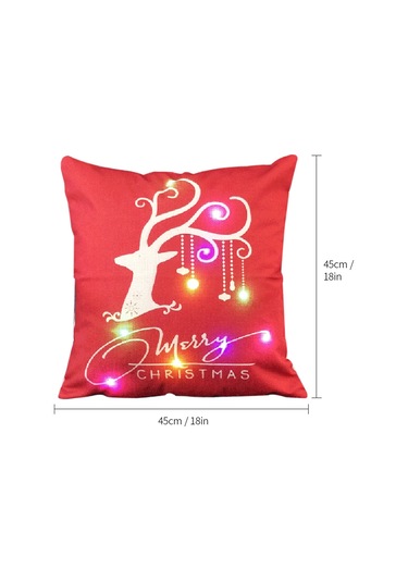 Gajeena 45x45cm Linen Noel Yastık Kılıfı, Renkli Led Işıklı, Araba/koltuk Pencere Dekorasyonu, Fermuar Kapaklı Diğer