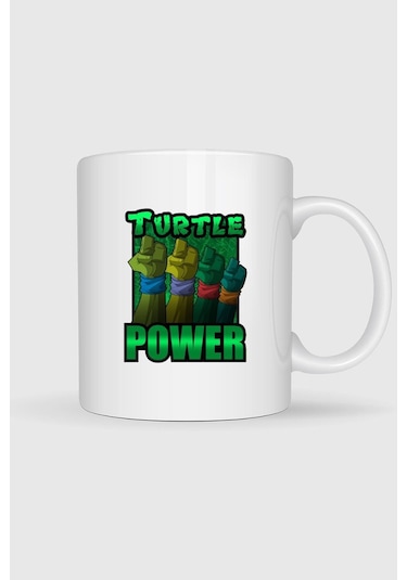 Ninja Kaplumbağalar Kaplumbağa Gücü Baskılı Kupa Bardak Beyaz