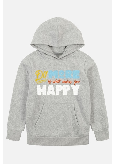 2'li Street Style-do More Baskılı Erkek Çocuk Kanguru Cepli Kapüşonlu Siyah-gri Sweatshirt Siyah - Gri3