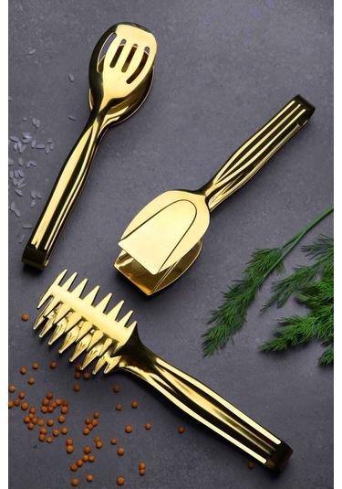 Gold Servis Sunum Makarna Pasta Salata Kek Maşa Seti