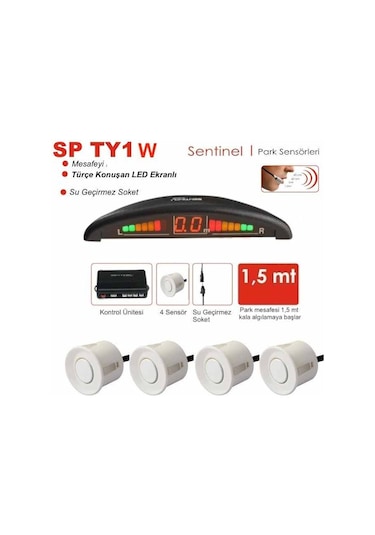 Oto Park Sensörü Led Ekranlı Türkçe Ses İkazlı Beyaz Renk 22 Mm