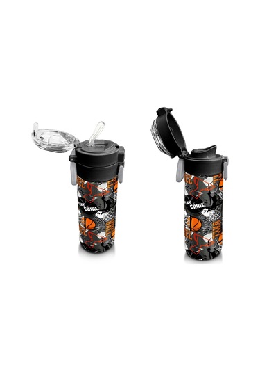 Coral High Çelik Matara Termos/suluk 31975 - 500ml, Erkek Çocuk - Siyah Gri Basketbol Desenli Çok Renkli