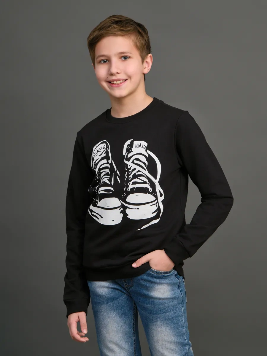 T-sod Seküiriş Kazanmış Sweatshirt 365248029 Siyah