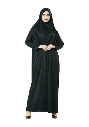 Siyah Namaz Elbisesi - Kabe Motifli Seccade ve Tesbih - Ibadet Se