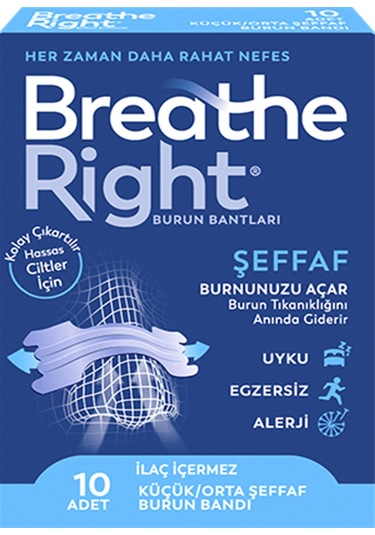 Breathe Right Şeffaf Burun Bandı 10'lu x 6 Paket