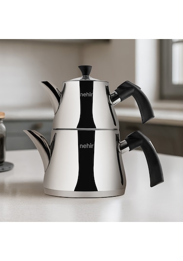 Nehir Almira Maxi Boy Paslanmaz Çelik 1.10-2.25 Lt. Çaydanlık Takımı