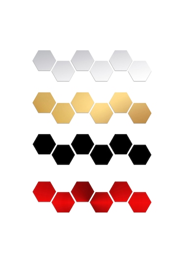 Qingmipy 12 Adet Çıkarılabilir Dekoratif Ayna Çıkartması - Yatak Odası, Banyo Ve Salon İçin Dıy Hexagon Duvar Sticker Altın