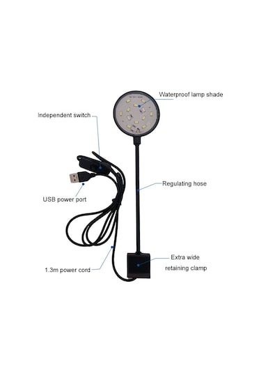 Sones 5w Balık Tankı Led Klip Işık Usb Fişi Aydınlatma Akvaryum Saydam Su Bitkileri Lamba
