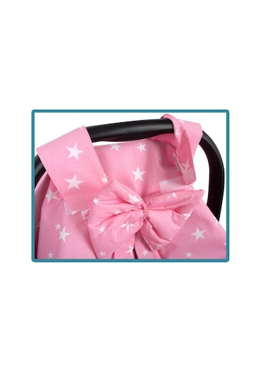 Sevi Bebe Fiyonklu Ana Kucağı Örtüsü Art-204 Pembe Yıldız-9084337367143