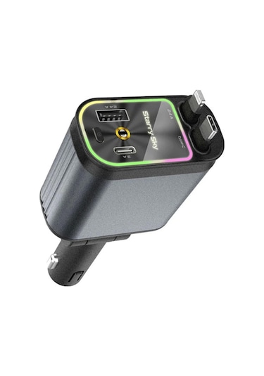 Vtn-01 4'ü 1 Arada Type-c Pd Hızlı Şarjlı 66w ,geri Çekilebilir Araç Telefonu Şarj Cihazı Siyah