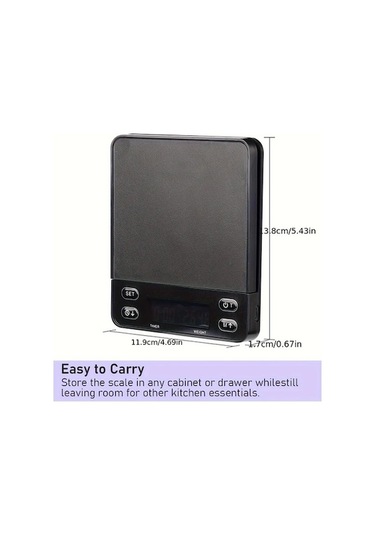 Fastbuy Siyah Usb Şarjlı 2kg 0.1g Dijital Tartı, Mutfak Gıda Ölçeği Siyah