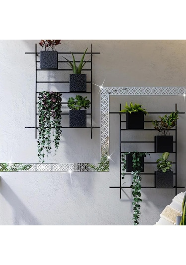 Oymalı Desen Pleksi Ayna 20x5cm 12 Adet - Silver Diğer