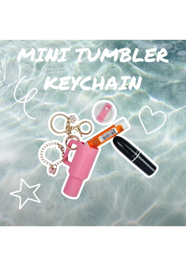 Monyee Mini Kupa Anahtarlık, Çift Yönlü Kullanim, Açelya Ve Çiçek Takıları, Lipstick/lip Balm Taşıyıcı, Akrilik+alloy Malzeme