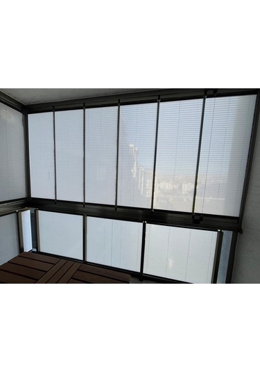 Plise Katlanır Cam Balkon Perdesi - Ofis Perdesi - Mutfak Perdesi - Salon Perdesi Beyaz Beyaz