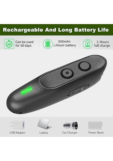 Yaleker Taşınabilir Ultrasonik Köpek Caydırıcı Ve Eğitim Cihazı, Siyah Abs, 300mah Pil