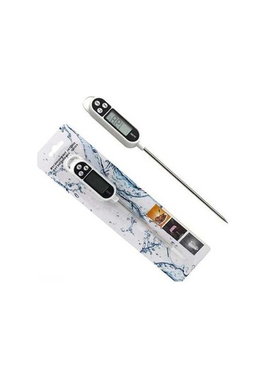 Fortunelane Dijital Gıda Termometre, Çelik Prob, -50 C/+300 C, C/f, Beyaz Beyaz