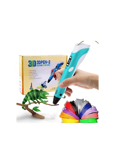 Pembe Renk 3D Pen Kalem Yazıcı ve 100 M Pla Filament 10 Renk x 10 M