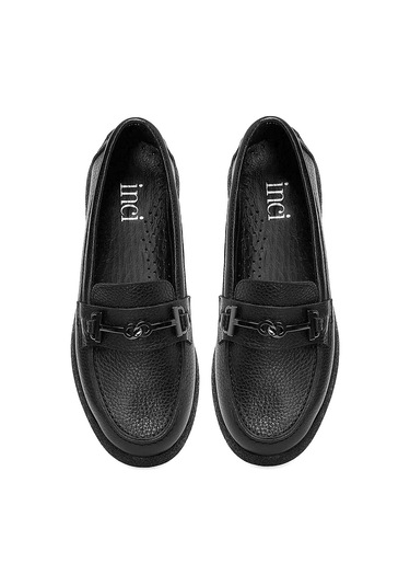 İnci A102042097 5f August.d 5pr Kadın Hakiki Deri Loafer Ayakkabı Siyah Siyah