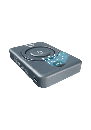 Lenyes Pw1010d Standlı Wireless Powerbank Pd 20w Dijital Led Kablosuz Şarj Özellik 15w 10000mah Gri