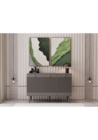 Melura Konsol 120 Cm %100 Mdf Lake Ahşap Ayaklı Gri