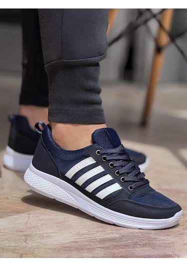 Ghattix 4 Çizgili Erkek Sneaker Ayakkabı Lacivert Beyaz Lacivert Beyaz