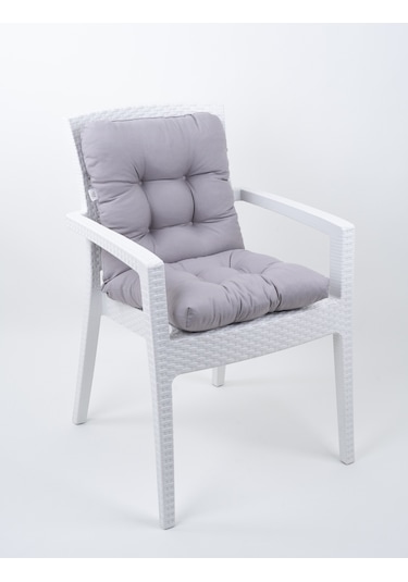 Altınpamuk Neva Pofidik Özel Dikişli Bağcıklı Arkalıklı Sandalye Minderi 44x88 CM Gri