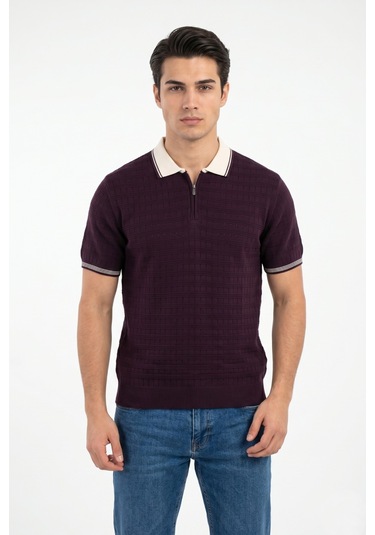 Baglan Erkek Spor Polo Yaka Triko Tişört Bgl-st05372 Mürdüm