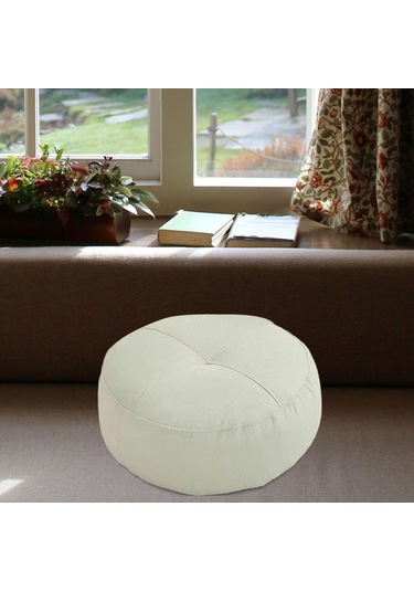 Homyl Yuvarlak Yer Minderi Dekoratif Meditasyon Oturma Beyaz