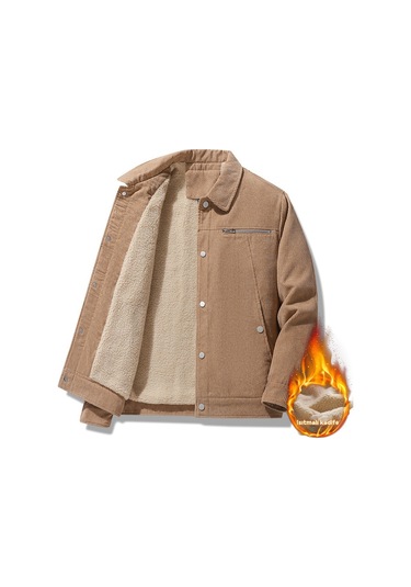 Yakalı Erkek Günlük Kadife Ceket Ordu Yeşili