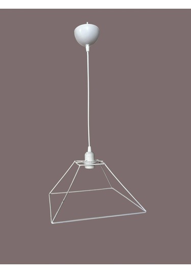 Kare Avize Teli , İskeleti 30x15 Cm Beyaz Statik Boyalı Duy Takımı Dahil Beyaz