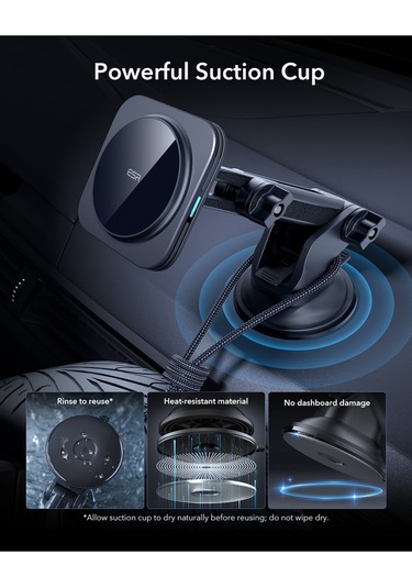 15w Qi2 Kablosuz Araç Şarj Cihazı Halolock - Siyah