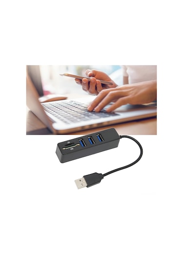 Xindoker Usb 2.0 3 Port Hub + Tf/sd Kart Okuyucu, 480mbps Hızlı Veri Transferi, Plug & Play, Siyah Abs Malzeme, Geniş Uyumlu Çok İşlevli Çevirici