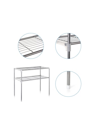 2 Katlı Çok Fonksiyonlu Mutfak Depolama Rafı Mikrodalga Fırın Raf Ünitesi