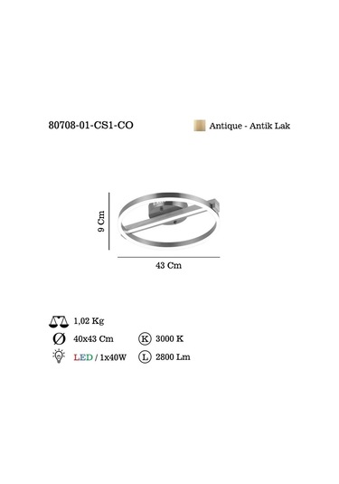 Gesta K.boy Ledlı Plafonyer 40w 3000k Çok Renkli