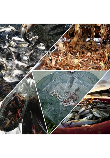 Maiyame 6 Delikli Otomatik Açılır Çift Katlı Balık Avı Ağı - Tuzlu Ve Taze Su İçin Kabuk, Karides, Yengeç Avlama Aleti