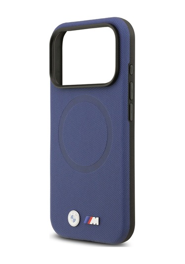 İphone 17 Pro Max Uyumlu Kılıf Bmw Lisanslı M-safeli Metal Logo Delikli M Dizayn Deri Kapak Lacivert Lacivert