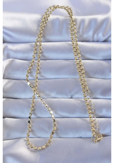 Zarif Kadın İçin Golden Pirinç Parçalı Ezme Biçimli Kolye Standart