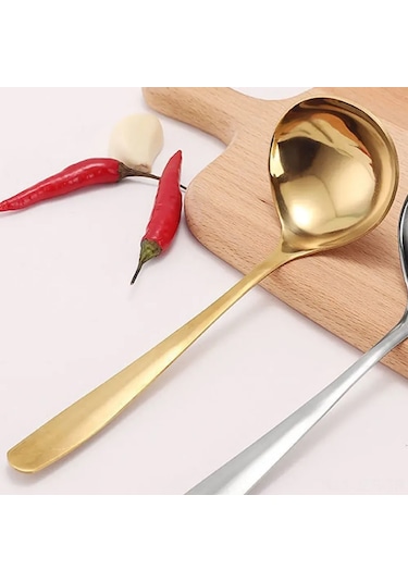 Geeroyoo Altın Ve Gümüş Büyük Boy Çorba Kepçesi - 2'li Set